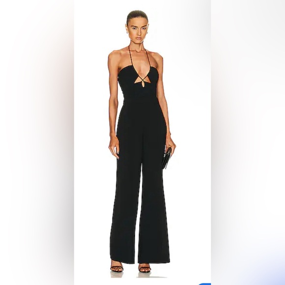 Jonathan SIMKHAI Gala Plissé Cutout Wide-Leg Halter Jumpsuit size 2